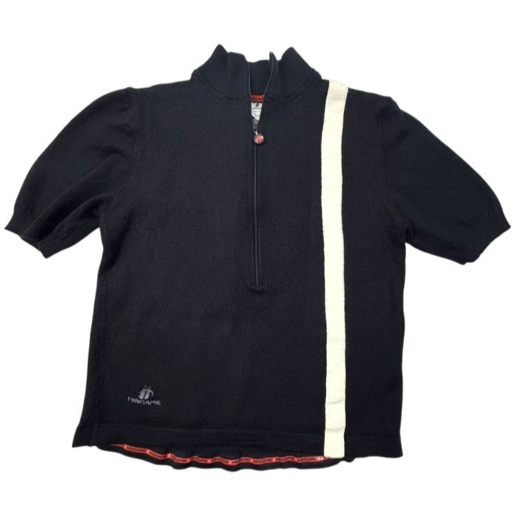Hincapie Wool Cycling Jersey L Made Italy Black 1/4 Zip Retro Heritage Bike